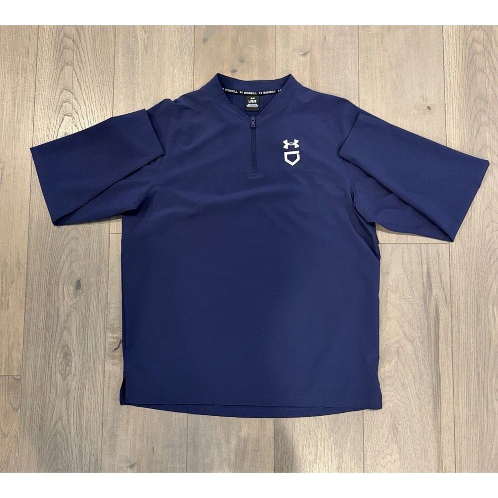⁠Under Armour Baseball Cage Jacket Mens Large Navy Blue Long Sleeve 1/4 Zip BP⁠